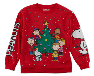 Thumbnail 1: Peanuts Big Boys' Light-Up Christmas Sweatshirt 