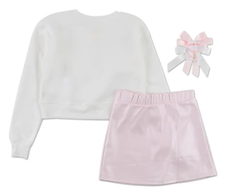 Thumbnail 2: No Comment Girls' 3-Piece Christmas Skirt Set 
