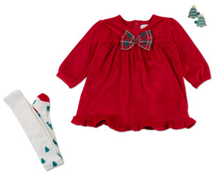 Thumbnail 1: RACHEL ZOE Toddler Long Sleeve Velour Dress & Tights Set 