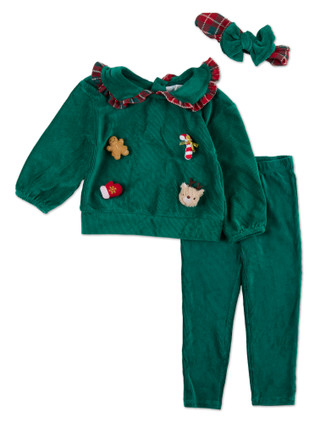 Thumbnail 1: RACHEL ZOE Toddler Girls' 3-Piece Holiday Velour Set 