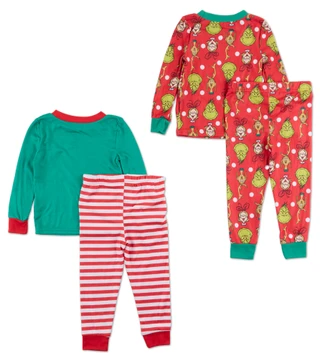 Thumbnail 2: THE GRINCH Boys' 2-Piece Long Sleeve Sleep Set 