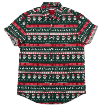 Thumbnail 1: Eighty Eight Brand Men's Short Sleeve Christmas Button Front Shirt 