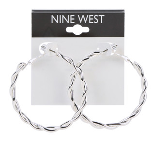 Thumbnail 1: NINE WEST Twisted Hoop Earrings 
