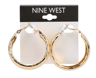 Thumbnail 1: NINE WEST 46.5mm Textured Hoop Earrings 