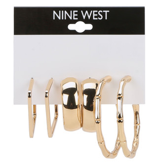 Thumbnail 1: NINE WEST 3-Pair Hoop Earrings Set 