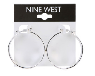 Thumbnail 1: NINE WEST 35mm Textured Hoop Earrings 