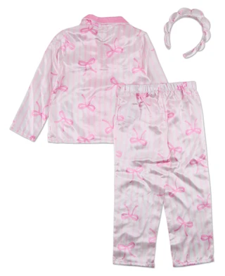 Thumbnail 2: Miss Gwen's OMG Girls' 2-Piece Satin Pajama Set with Headband 