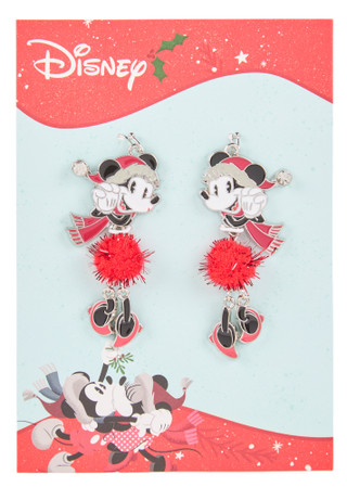 Thumbnail 1: Disney Christmas Mickey Mouse Pom Drop Earrings 