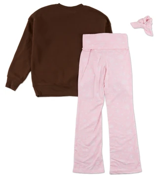 Thumbnail 1: No Comment Girls' 3-Piece Let It Snow Flare Pants Set 