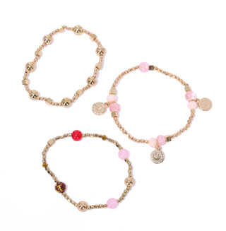 Thumbnail 1: CC By RC  3 Pc Gold Charm Stretch Bracelet Set 