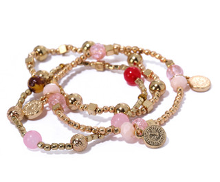 Thumbnail 2: CC By RC  3 Pc Gold Charm Stretch Bracelet Set 
