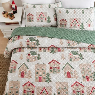 Thumbnail 5: AVANTI Avanti Gingerbread House Quilt Set 