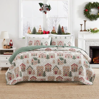 Thumbnail 9: AVANTI Avanti Gingerbread House Quilt Set 