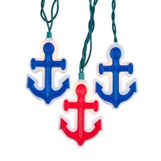 Thumbnail 2: Kurt Adler Kurt Adler UL 10-Light Red and Blue Anchor Light Set. 