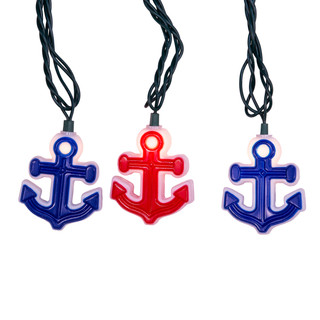 Thumbnail 4: Kurt Adler Kurt Adler UL 10-Light Red and Blue Anchor Light Set. 
