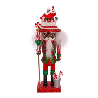 Thumbnail 2: Kurt Adler Kurt Adler 10-Inch Hollywood Black Nutcracker with Santa Hat 