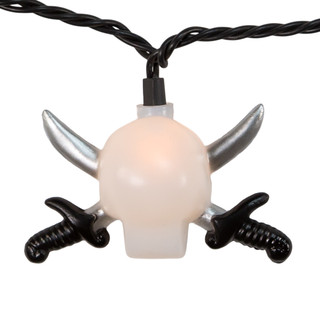 Thumbnail 10: Kurt Adler Kurt Adler UL 10-Light Skull and Silver Swords Light Set 