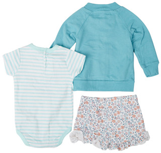 Thumbnail 4: Quiltex Baby Girls 3-pc. Spring Time Pretty Bodysuit Set 