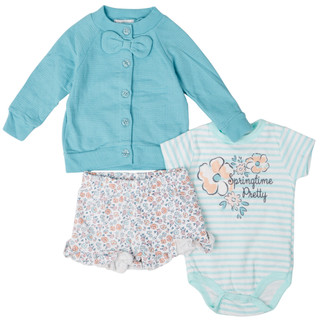 Thumbnail 2: Quiltex Baby Girls 3-pc. Spring Time Pretty Bodysuit Set 