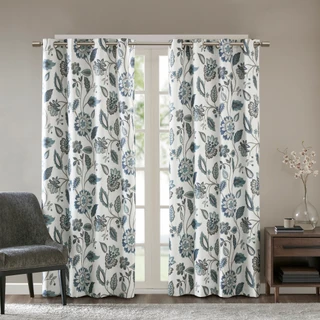 Thumbnail 1: SUNSMART SunSmart Camille Jacquard Printed Darkening Curtain Panel 