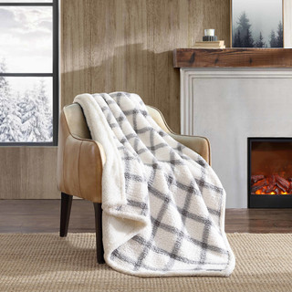 Thumbnail 4: Eddie Bauer Eddie Bauer Bunkhouse Plaid Sherpa Throw Blanket 