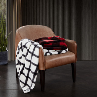 Thumbnail 4: Eddie Bauer Eddie Bauer Bunkhouse Plaid Fur Like Throw Blanket 