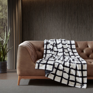 Thumbnail 2: Eddie Bauer Eddie Bauer Bunkhouse Plaid Fur Like Throw Blanket 