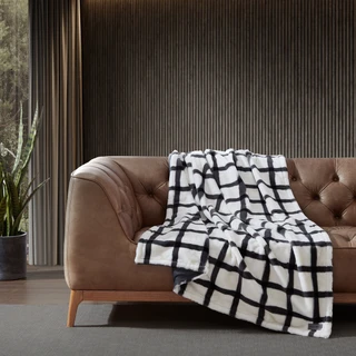 Thumbnail 1: Eddie Bauer Eddie Bauer Bunkhouse Plaid Fur Like Throw Blanket 