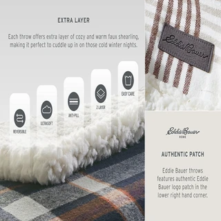 Thumbnail 16: Eddie Bauer Eddie Bauer Mountain Pine Tartan Flannel Reversible Throw 