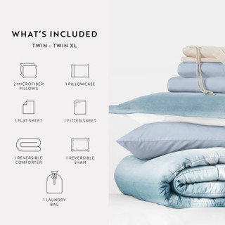 Thumbnail 24: IENJOY HOME 8 Piece Light Blue Patterned Comforter Dorm Set Bundle 