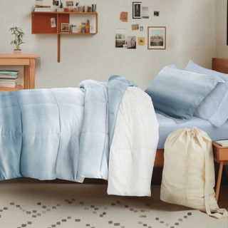 Thumbnail 12: IENJOY HOME 8 Piece Light Blue Patterned Comforter Dorm Set Bundle 