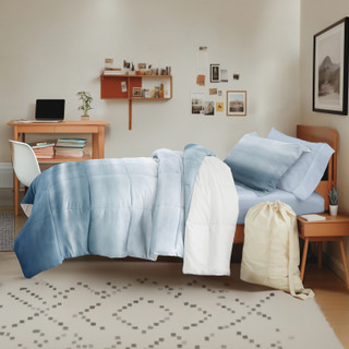 Thumbnail 10: IENJOY HOME 8 Piece Light Blue Patterned Comforter Dorm Set Bundle 