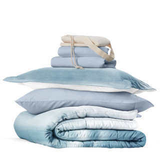Thumbnail 14: IENJOY HOME 8 Piece Light Blue Patterned Comforter Dorm Set Bundle 