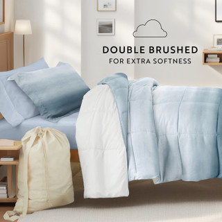Thumbnail 18: IENJOY HOME 8 Piece Light Blue Patterned Comforter Dorm Set Bundle 