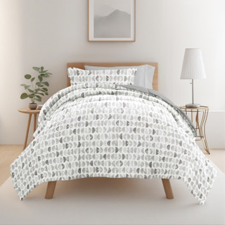 Thumbnail 2: IENJOY HOME 8 Piece Light Gray Patterned Comforter Dorm Set Bundle 