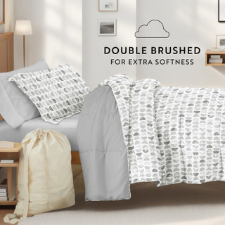 Thumbnail 18: IENJOY HOME 8 Piece Light Gray Patterned Comforter Dorm Set Bundle 