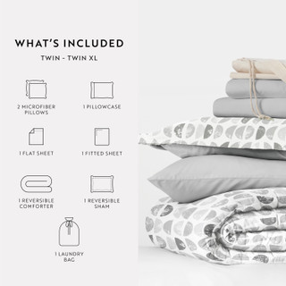 Thumbnail 24: IENJOY HOME 8 Piece Light Gray Patterned Comforter Dorm Set Bundle 