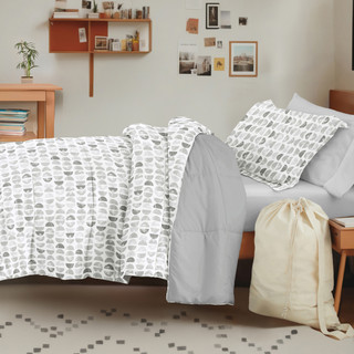 Thumbnail 12: IENJOY HOME 8 Piece Light Gray Patterned Comforter Dorm Set Bundle 