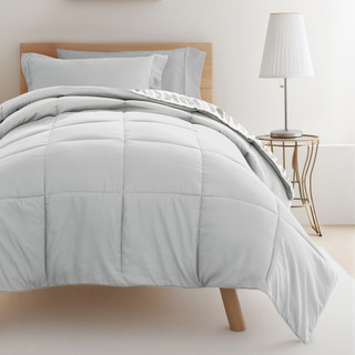 Thumbnail 8: IENJOY HOME 8 Piece Light Gray Patterned Comforter Dorm Set Bundle 