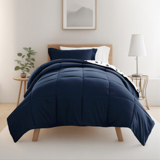 Thumbnail 2: IENJOY HOME 8 Piece Navy Patterned Comforter Dorm Set Bundle 