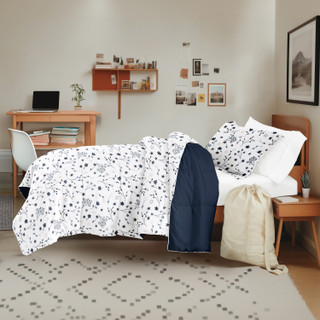 Thumbnail 5: IENJOY HOME 8 Piece Navy Patterned Comforter Dorm Set Bundle 
