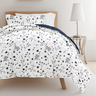 Thumbnail 3: IENJOY HOME 8 Piece Navy Patterned Comforter Dorm Set Bundle 