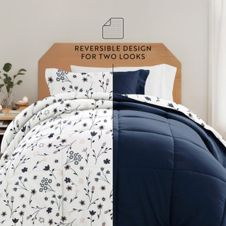 Thumbnail 8: IENJOY HOME 8 Piece Navy Patterned Comforter Dorm Set Bundle 