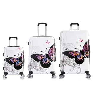 Thumbnail 4: INUSA INUSA Butterfly Hardside Lightweight 3 pc Luggage Set 