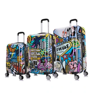 Thumbnail 2: INUSA INUSA Cities Hardside Lightweight Spinner 3 pc Luggage Set 