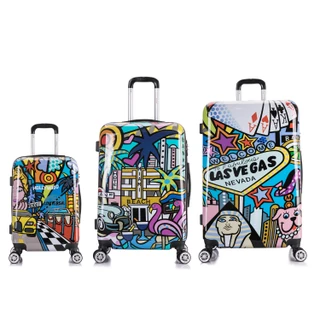 Thumbnail 4: INUSA INUSA Cities Hardside Lightweight Spinner 3 pc Luggage Set 