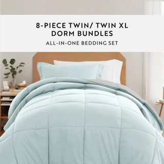 Thumbnail 22: IENJOY HOME IENJOY HOME 8 Piece Solid Comforter Dorm Set Bundle 