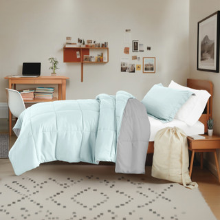 Thumbnail 10: IENJOY HOME IENJOY HOME 8 Piece Solid Comforter Dorm Set Bundle 