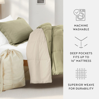 Thumbnail 10: IENJOY HOME IENJOY HOME 8 Piece Solid Comforter Dorm Set Bundle 