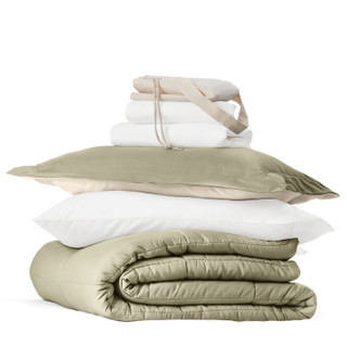 Thumbnail 7: IENJOY HOME IENJOY HOME 8 Piece Solid Comforter Dorm Set Bundle 